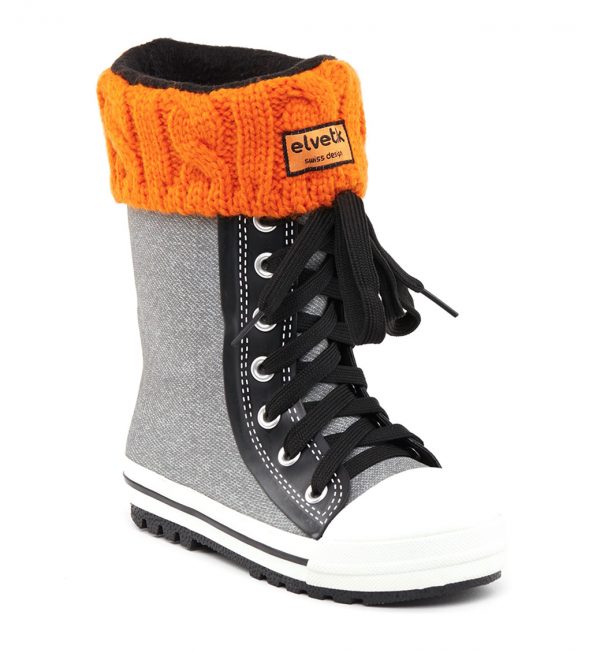 elvetik botte de pluie pour enfant avec chaussettes polaire orange