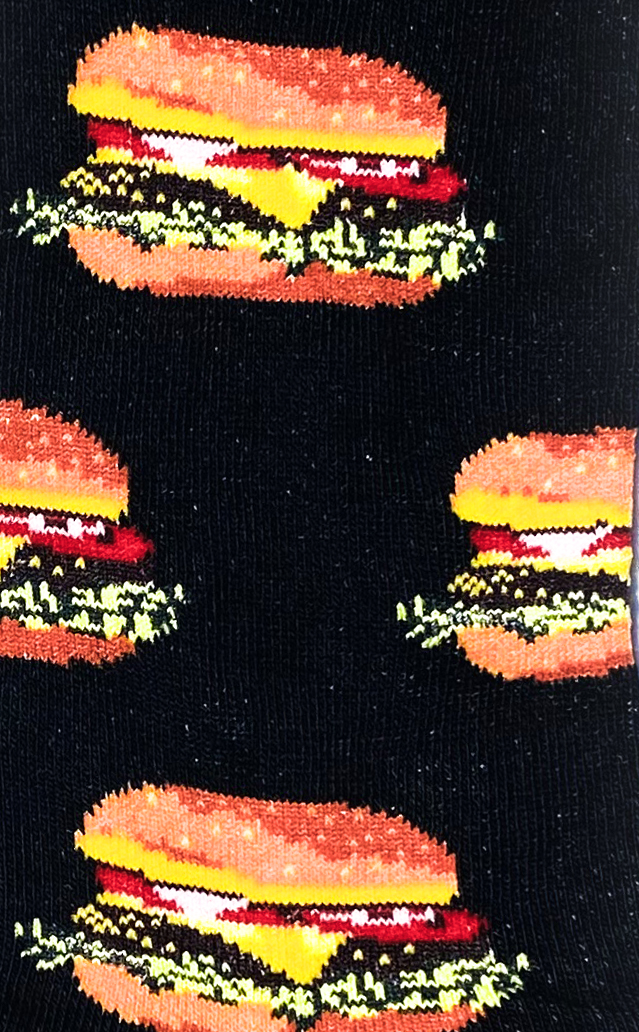 Red Burger Fantasiesocken aus Baumwolle