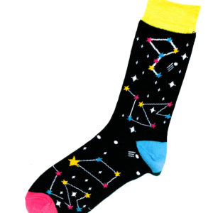 Chaussettes colorées coton, avec constellations