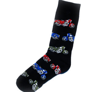 Chaussettes fantaisie en coton, motif moto