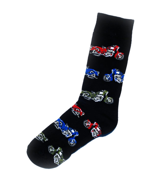 Chaussettes fantaisie en coton, motif moto