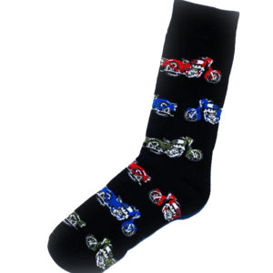Chaussettes fantaisie en coton, motif moto