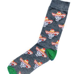 Graue Socken aus Baumwolle mit Totenköpfen und mexikanischem Sombrero