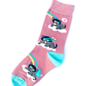 Chaussettes fantaisie pastel en coton Chat Licorne