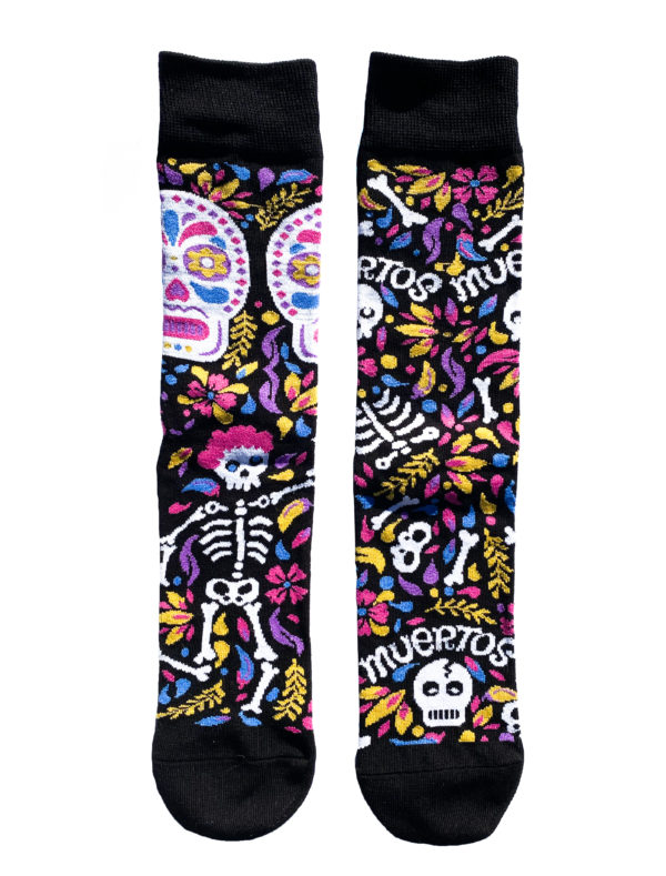 Chaussettes fantaisie en coton Dia de Muertos avec design mexicain