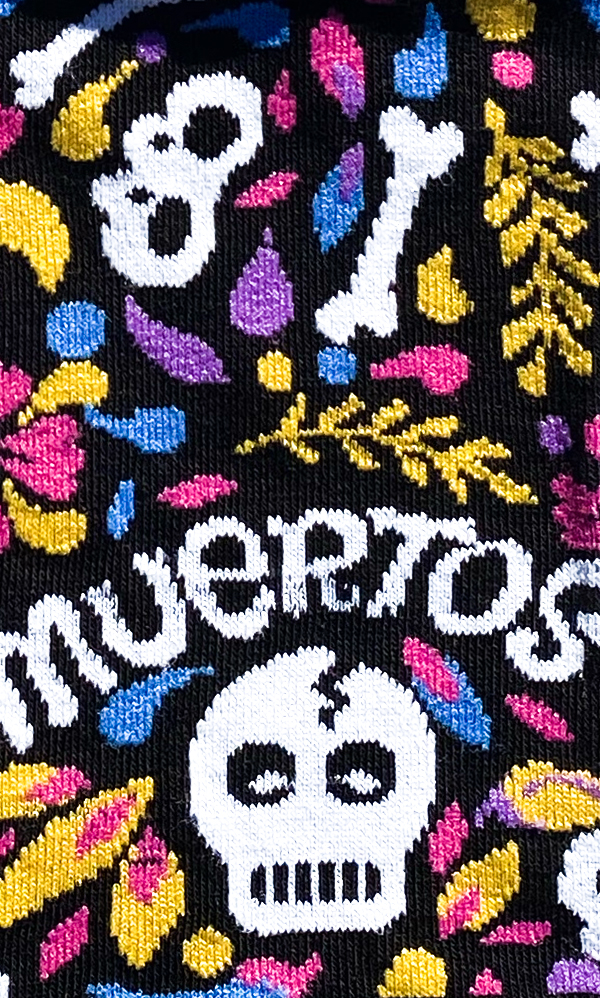 Chaussettes colorées en coton Dia de Muertos 2 avec design mexicain