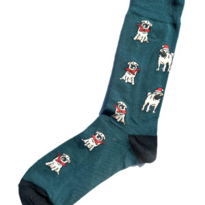 Ausgefallene Baumwollsocken mit Motiv eines kleinen Weihnachts-Bulldoggenhundes