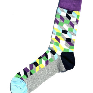 Ausgefallene Socken aus Baumwolle mit geometrischem Muster in kühlen Farben