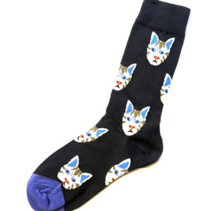 Chaussettes fantaisie en coton avec motif de tête de chat